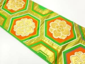 アンティーク　華紋亀甲模様織出し袋帯（材料）